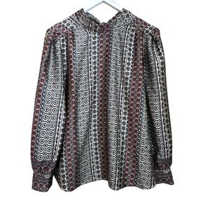 Loft Tie Back Neck Lightweight Print Blouse Women Sz L